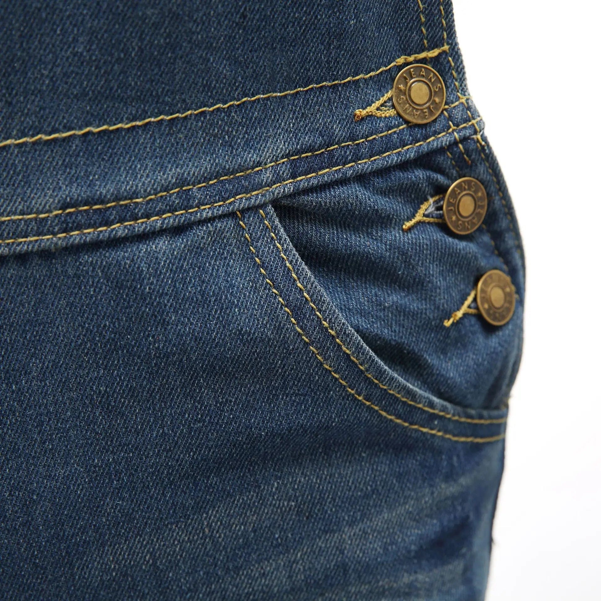 Buddha Trends Overalls Blauer Vintage-Jeansoverall mit Taschen