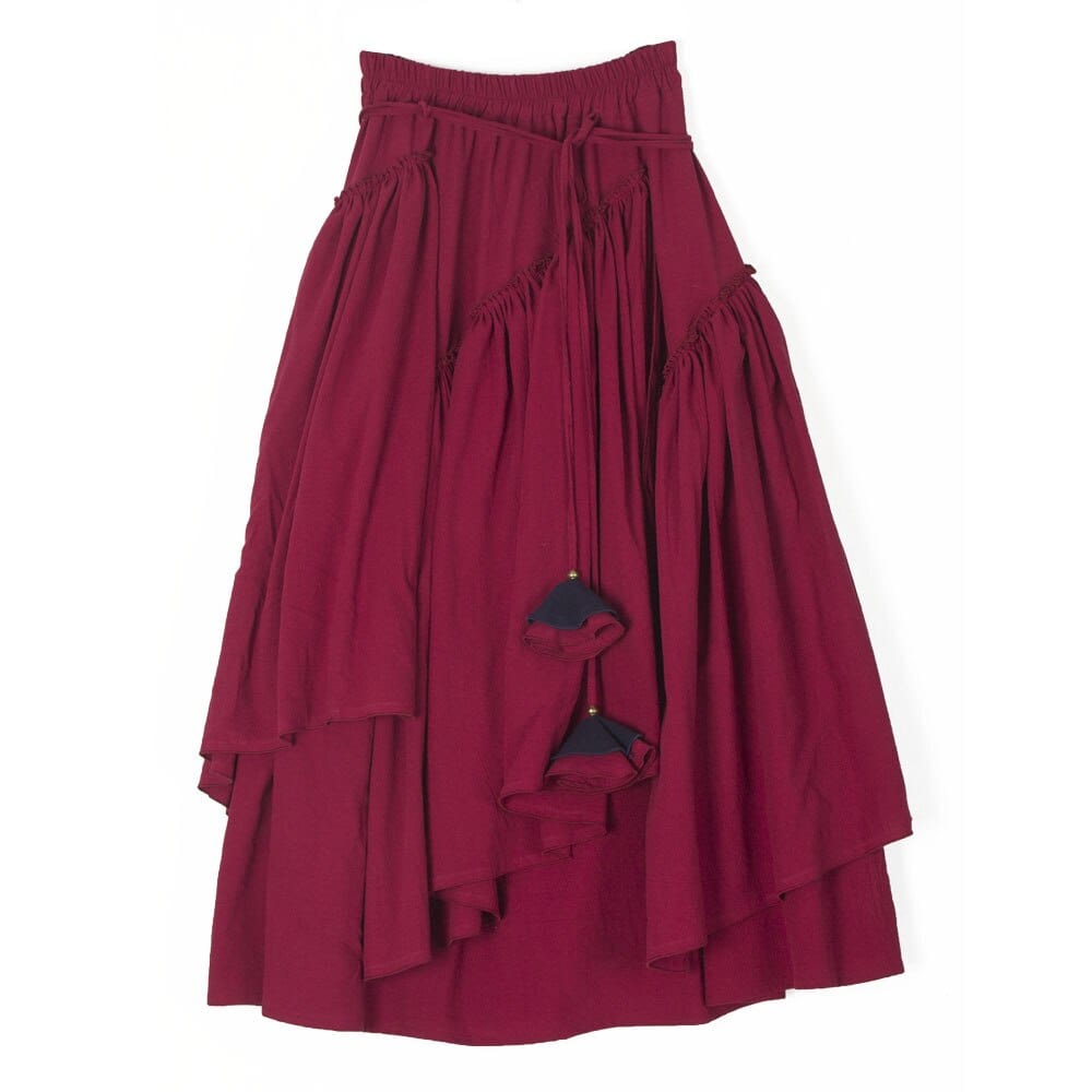 Buddha Trends Skirts Vintage Bohemian Pleated Midi Skirt