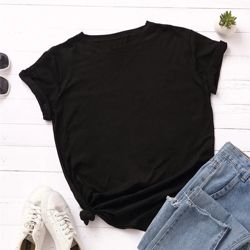 Buddhatrends Black / XL Solid Cotton Basic T-shirt