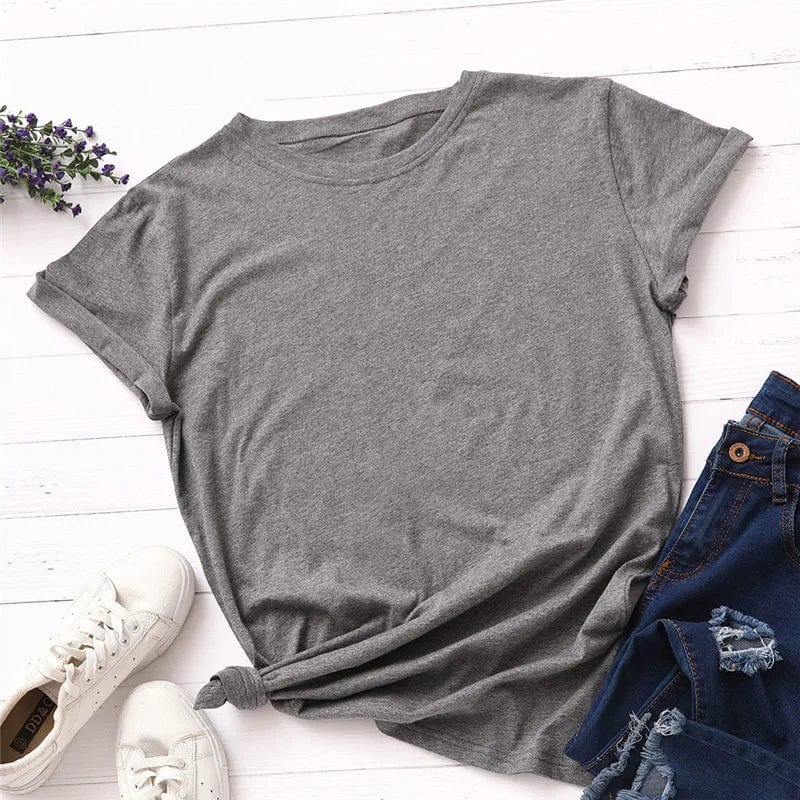 Buddhatrends Dark Grey / XL Solid Cotton Basic T-shirt