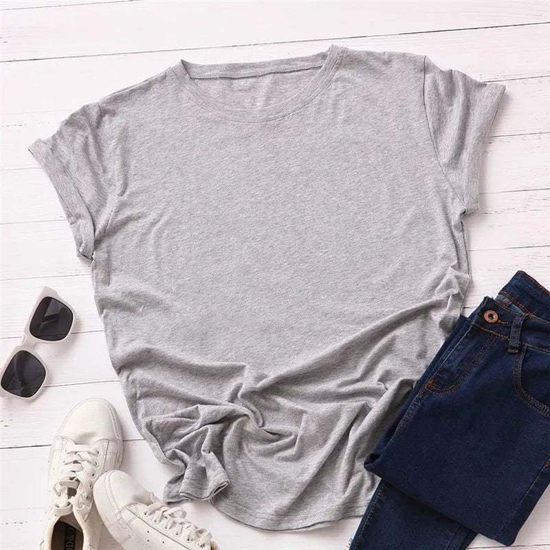 Buddhatrends Light Grey / 5XL Solid Cotton Basic T-shirt