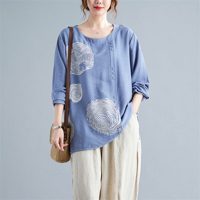 Buddha Trends an1635-lan / One Size / China Casual Vintage Cotton Tunic Shirt