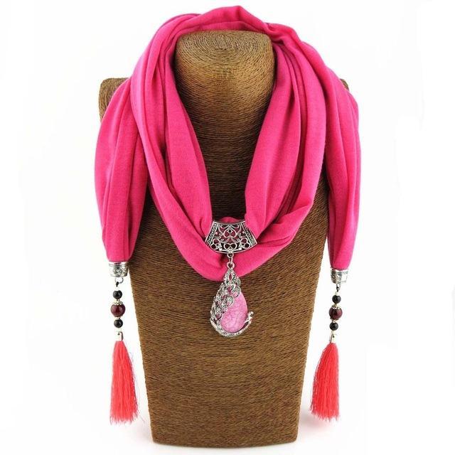 Buddha Trends Beaded Scarf Necklace With Tassels