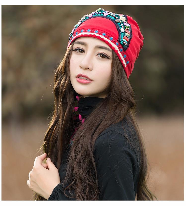 Buddha Trends Beanie Hats Embroidered Beaded Hippie Hats