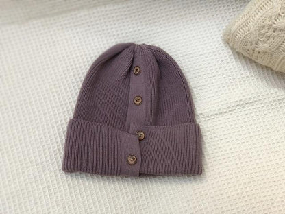 Buddha Trends Beanie Hats Gray purple Button Up Beanie Hats