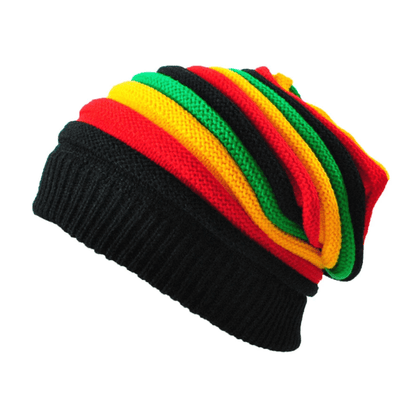 Buddha Trends Beanie Hats Multi-colour Striped Rasta Slouchy Beanie Hat