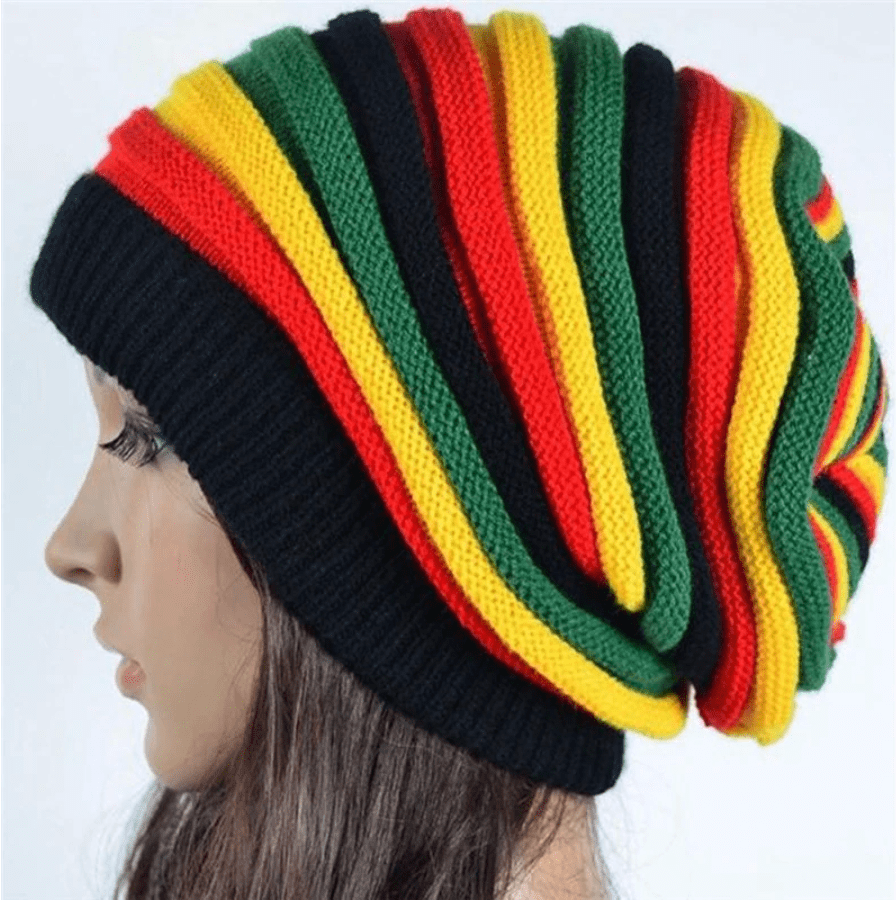 اتجاهات بوذا قبعة صغيرة قبعة الراستا مخططة متعددة الألوان قبعة الراستا مترهل