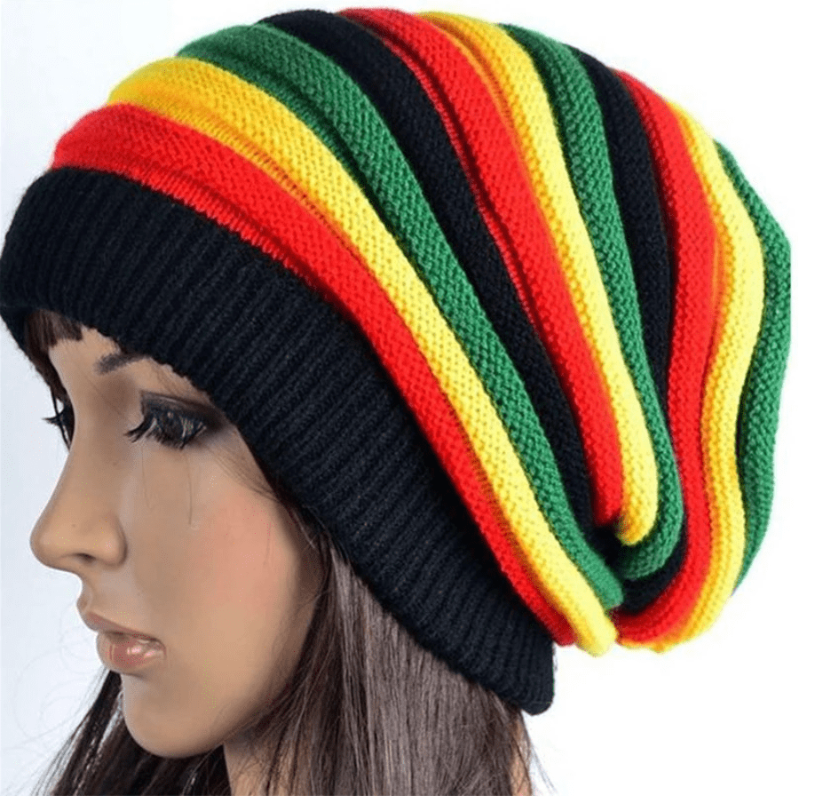 اتجاهات بوذا قبعة صغيرة قبعة الراستا مخططة متعددة الألوان قبعة الراستا مترهل