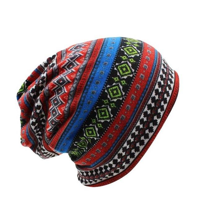 Red Tribal Beanie Hat