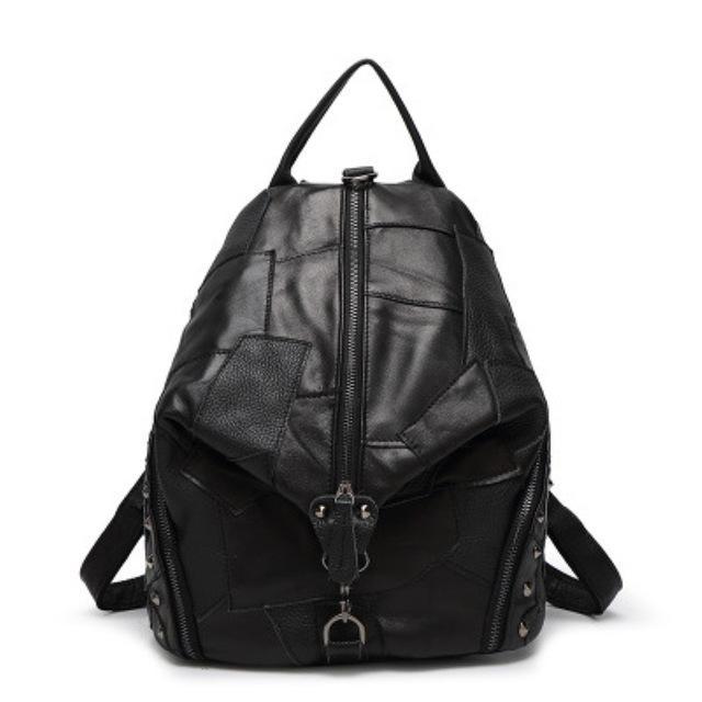 Buddha Trends Black / 29cm32cm17cm Colorful Patchwork Leather Backpacks