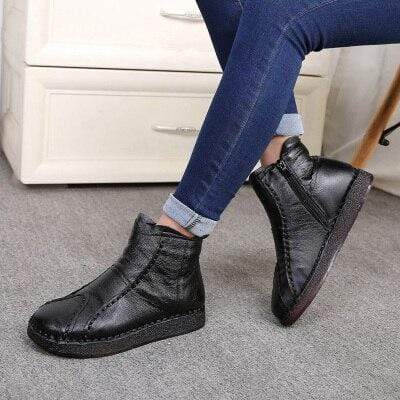 Buddha Trends Black / 4 Soft Flexible Leather Ankle Boots