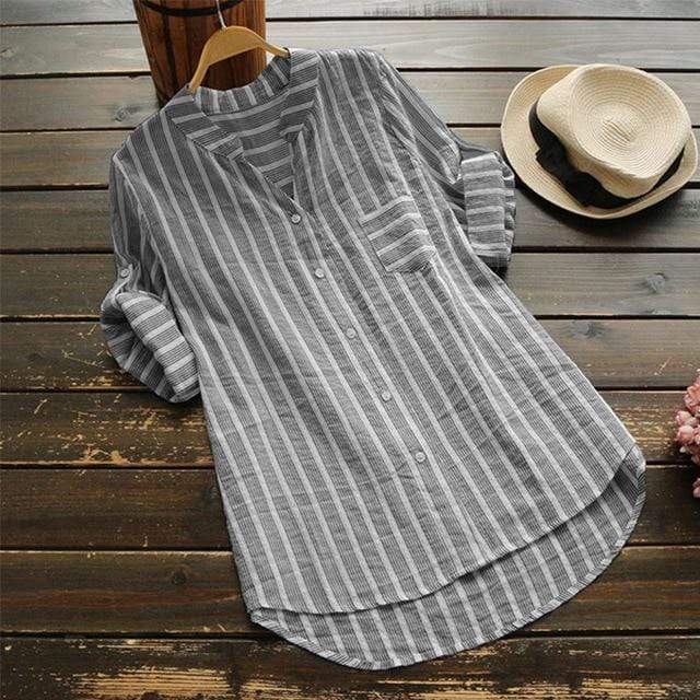 Buddha Trends Black / 5XL Oversized Striped Button-down Shirt