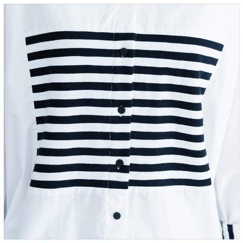 Buddha Trends Black and White / One Size Černobílá oversized vysoká nízká košile