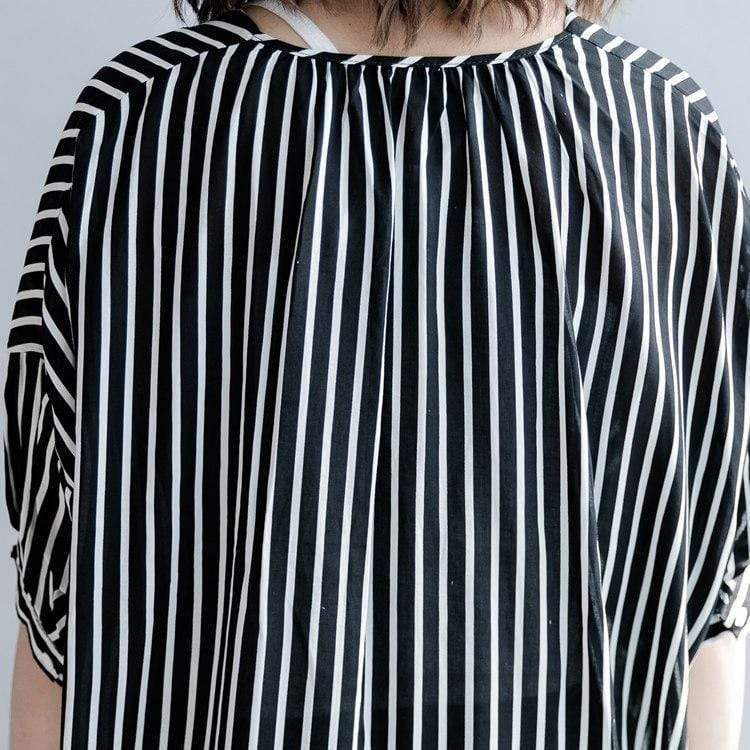 Buddha Trends Black and White Striped Blouse