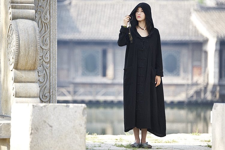 Buddha Trends Noir / Veste à capuche vintage surdimensionnée taille unique
