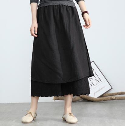Buddha Trends Black / One Size Split Side Palazzo Skirt Pants