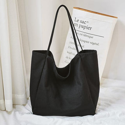 Buddha Trends Black Oversized Canvas Tote Bag