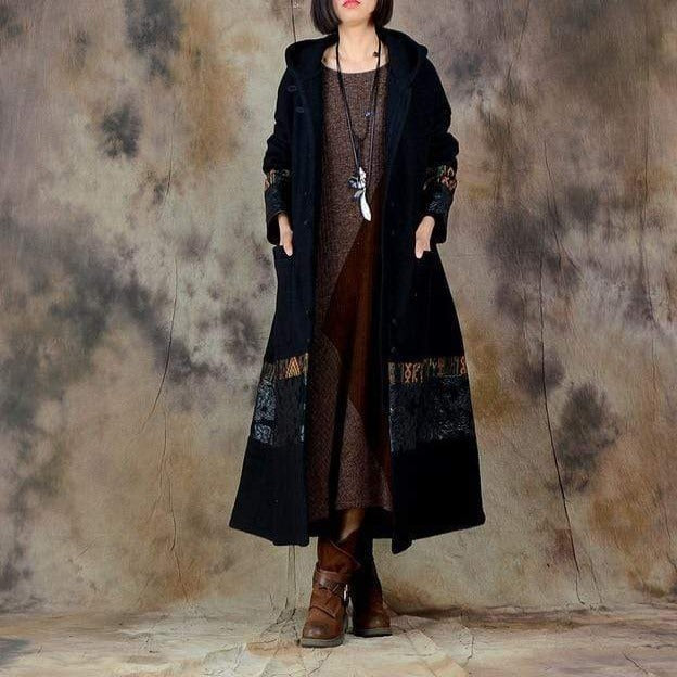 Manteau en laine surdimensionné noir | Nirvana