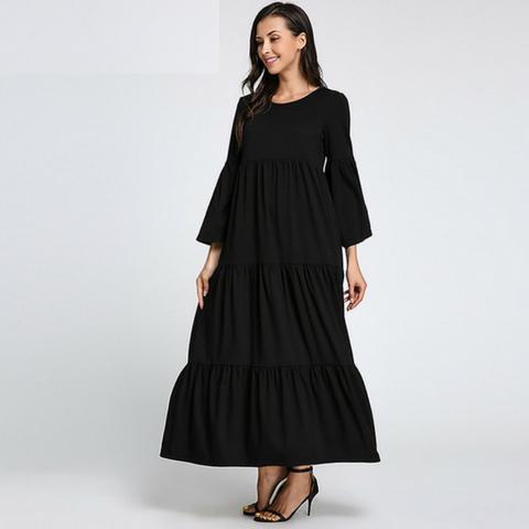 Buddha Trends Μαύρο / S Boho Chic Flared Maxi Φόρεμα