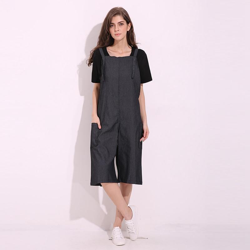 Buddha Trends Black / S Plus Size 90-talls Denim Overall Shorts