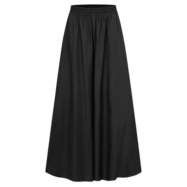 Buddha Trends negro / Pantalones palazzo de cintura alta Serena XXXL