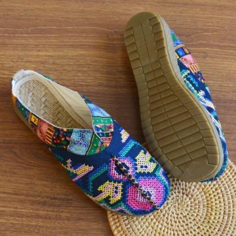 Buddha Trends Azul / 5 Zapatos de algodón de colores geométricos