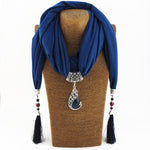 Collana sciarpa con perline blu di tendenze di Buddha con nappe