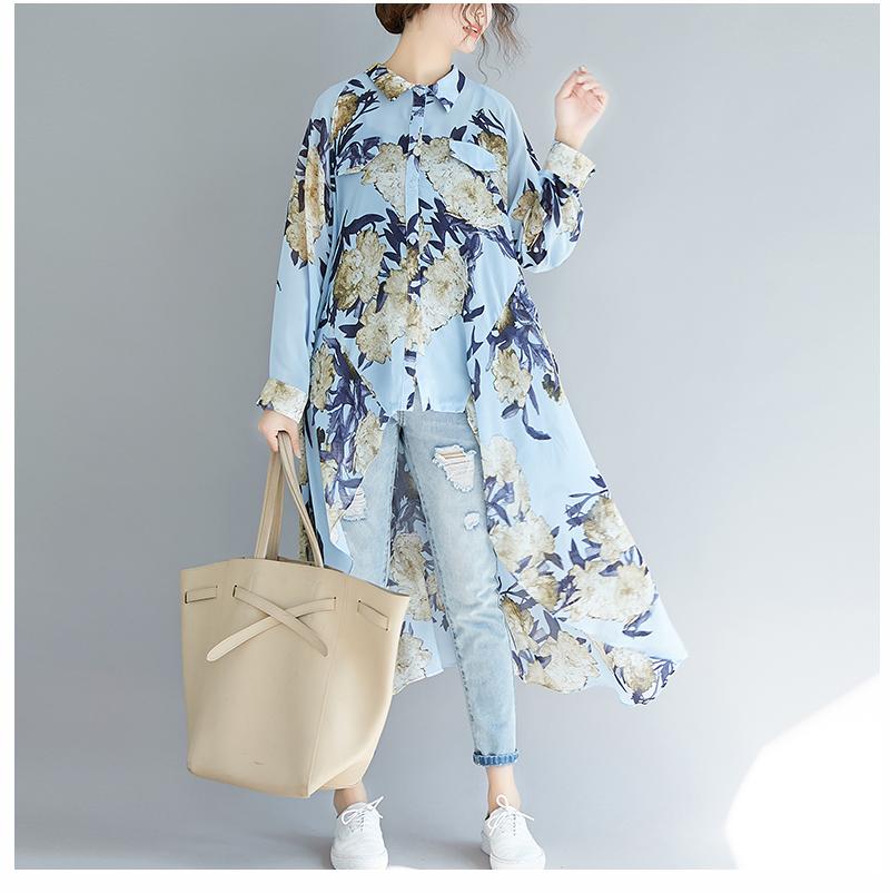 Floral High Low Tunic Top