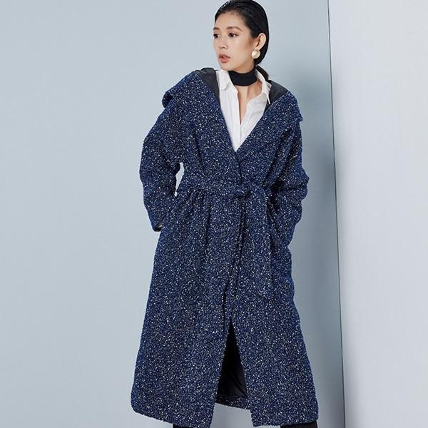 Buddha Trends Blue / One Size Handmade Hooded Wool Coat