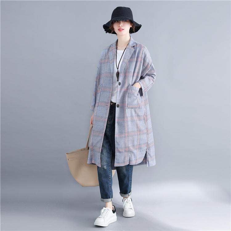 Buddha Trends Blue / One Size Johnny English Plaid Trench Coat
