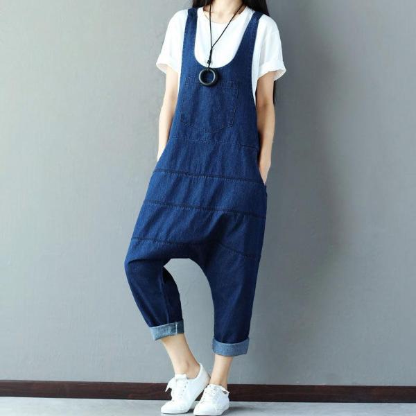 Low Crotch Loose Denim Overall