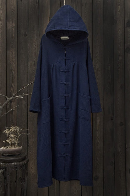 Buddha Trends blauw / oversized vintage jack met capuchon in één maat