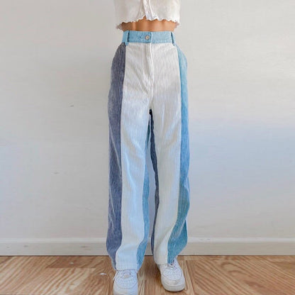 Buddha Trends Blu / S Pantallona kadifeje me bel të gjerë