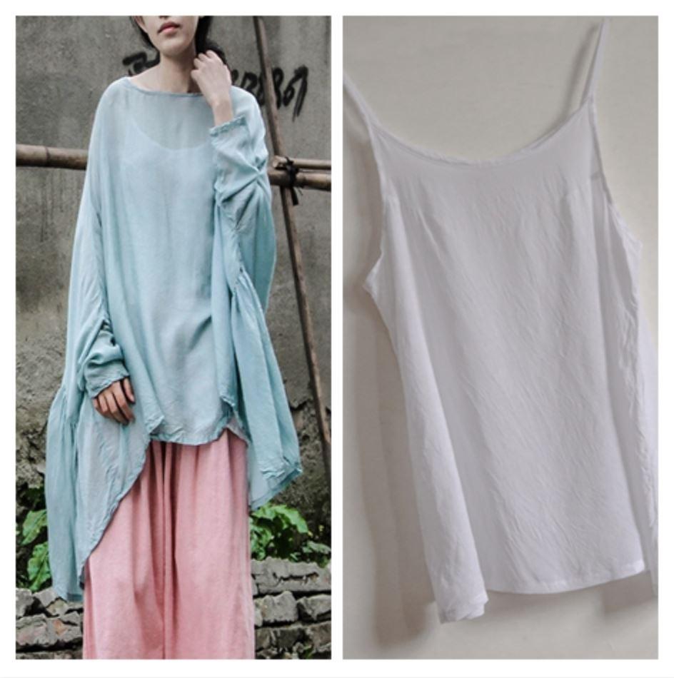 Buddha Trends Blauw met Cami / One Size Flowy shirt met lange vleermuismouwen | Lotus