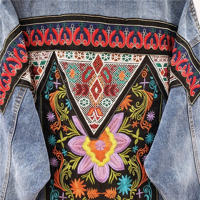 Buddha Trends Boho Handmade Embroidered Denim Jacket