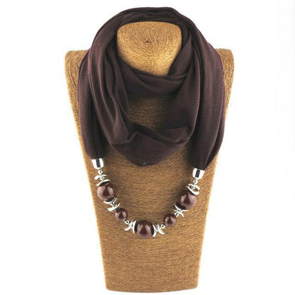 Buddha Trends Brown / 160CM korálkový šátek náhrdelník