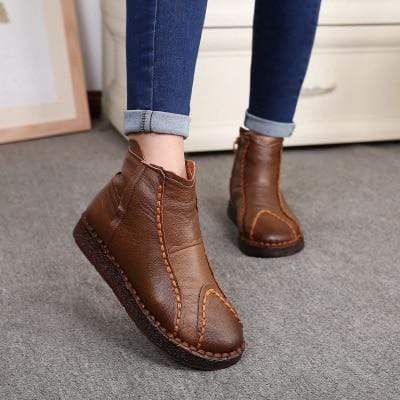 Buddha Trends Brown / 7 Soft Flexible Leather Ankle Boots