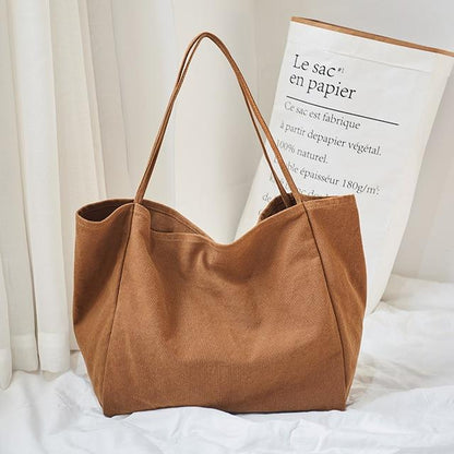 Buddha Trends Brown Oversized Canvas Tote Bag