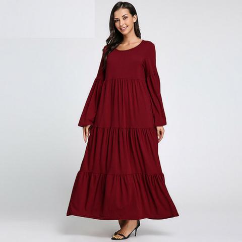 Buddha Trends Burgundy / S Boho Chic Flared Maxi Dress