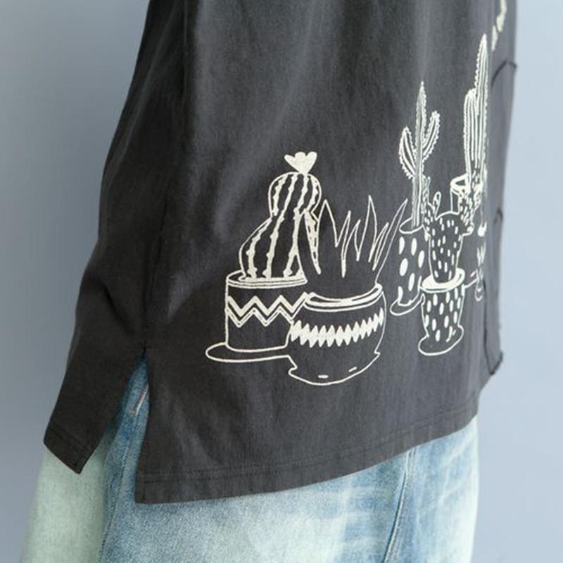 Buddha Trends Cactus Vintage T-skjorte med trykk