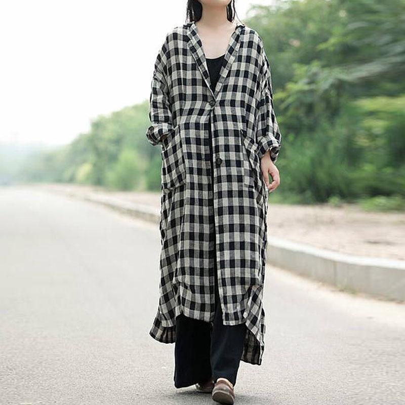 Buddha Trends Cardigans Black &amp; White / 5XL Black and White Plaid Button Up Cardigan