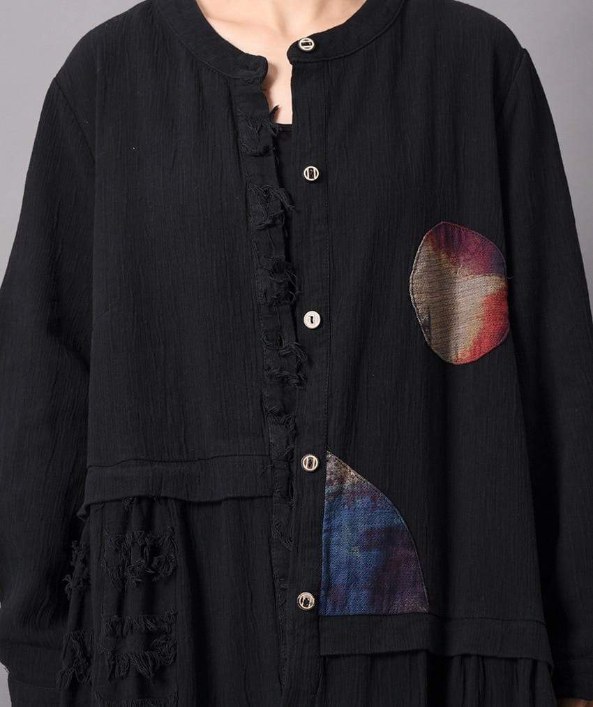 Fringed Patchwork Long Button Up Cardigan | Nirvana