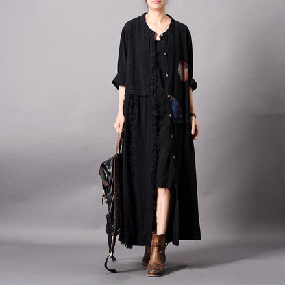 Fringed Patchwork Long Button Up Cardigan | Nirvana