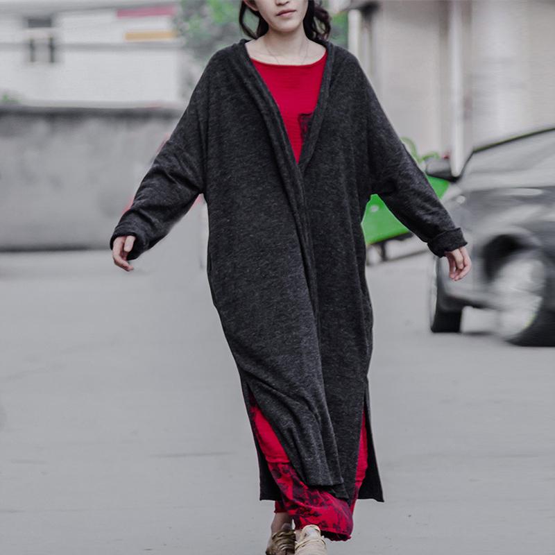 Budda Trends Cardigans Długi ciemnoszary sweter | Lotos