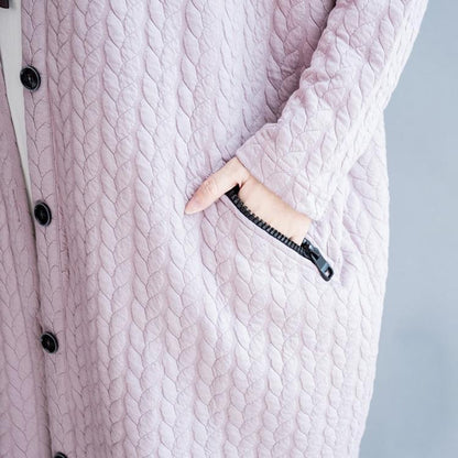Vintage vaaleanpunainen pitkä neuletakki