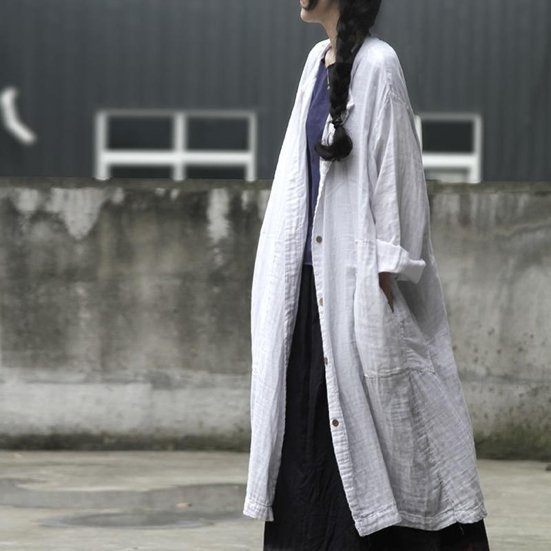Buddha Trends Cardigans One Size / Weiß Langer Knopf Up White Cardigan | Lotus
