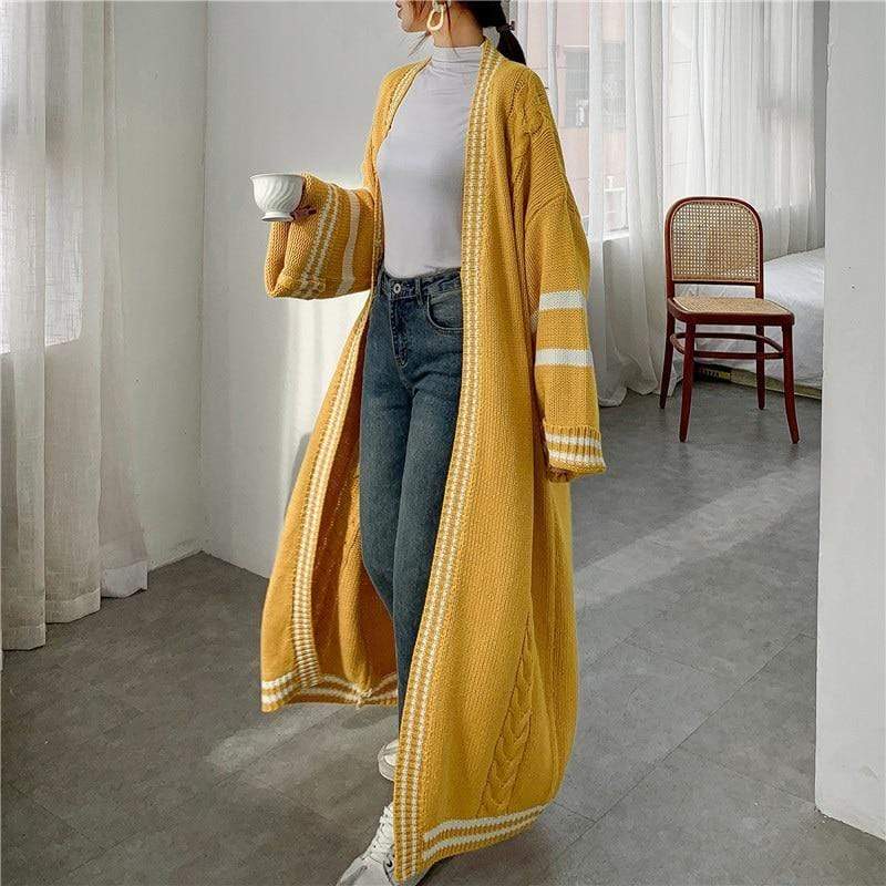 Buddha Trends Cardigans One Size / Yellow Oversized Cable Knit Cardigan