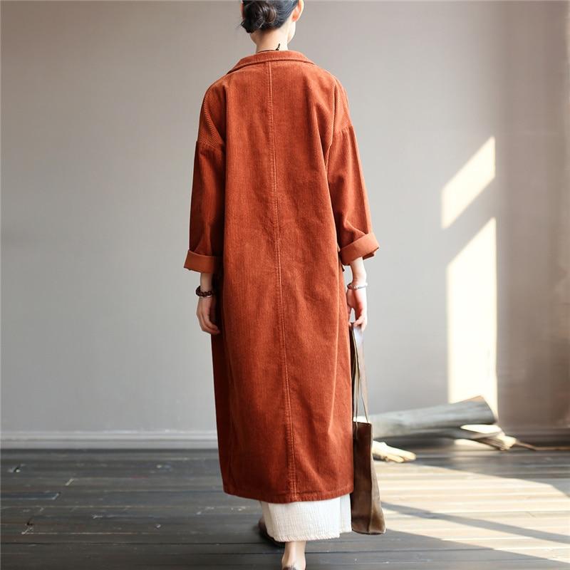 Buddha Trends Casual Chic Corduroy Trench Coat