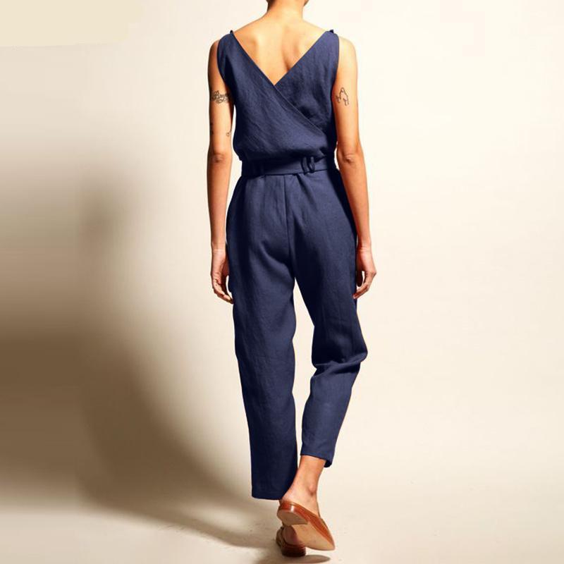 Buddha Trends Casual Chic V Neck Sleeveless Overall