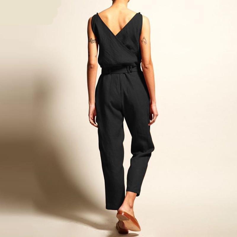 Buddha Trends Casual Chic V Neck Sleeveless Overall